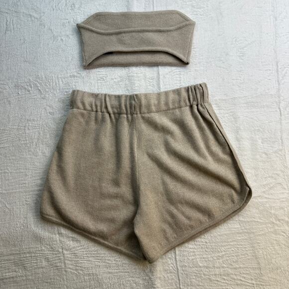 Lisa Yang Kiyo Shorts Selah Bandeau Bra Size 2 M / L Sand Cashmere Sweater Set - Picture 9 of 13